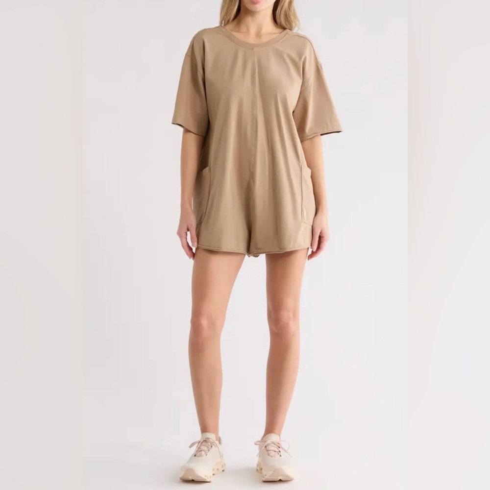 ▪️NWT Free People Hot Shot Tee Romper in Mocha Latte
